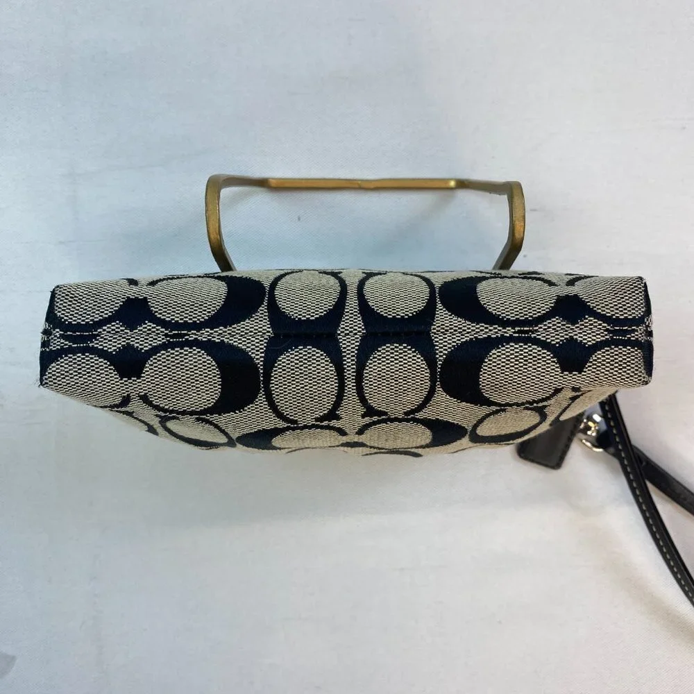 Coach Signature Jacquard Wristlet 6371 | Black Canvas & Leather  |  Lola 🖤